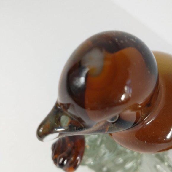 Murano Large Glass Art Brown/Tan Bird with Brown/White Tails - Picture 6 of 16